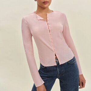 Reformation Val Knit Cardigan Pink - Size XS